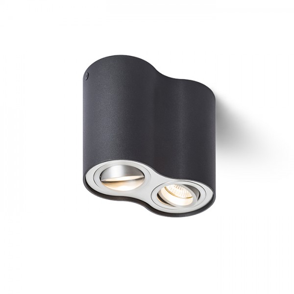 MILANO II stropna mat črna brušeni aluminij 230V GU10 2x35W - slika 2