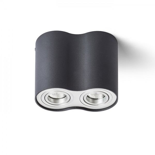 MILANO II stropna mat črna brušeni aluminij 230V GU10 2x35W