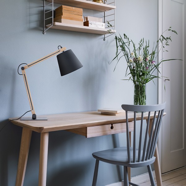 NIZZA namizna svetilka Polycotton črni/les 230V LED E14 7W - slika 2