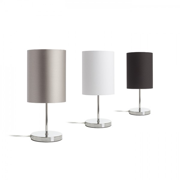 NYC/RON 15/20 namizna svetilka Polycotton beli/krom 230V LED E27 15W - slika 2