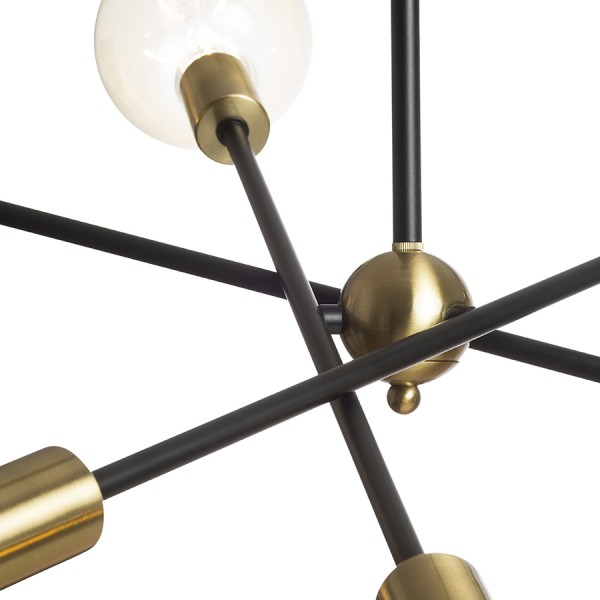 ARTEMIA 6 na drogu črna brušena medenina 230V LED E27 6x15W - slika 5