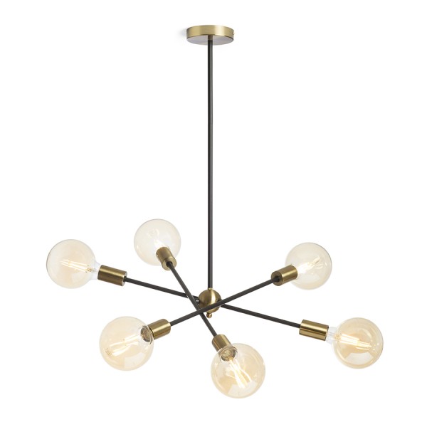 ARTEMIA 6 na drogu črna brušena medenina 230V LED E27 6x15W - slika 2