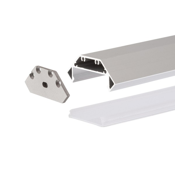 LED PROFILE J nadgradna 1m anodiziran aluminij/mat akril - slika 2