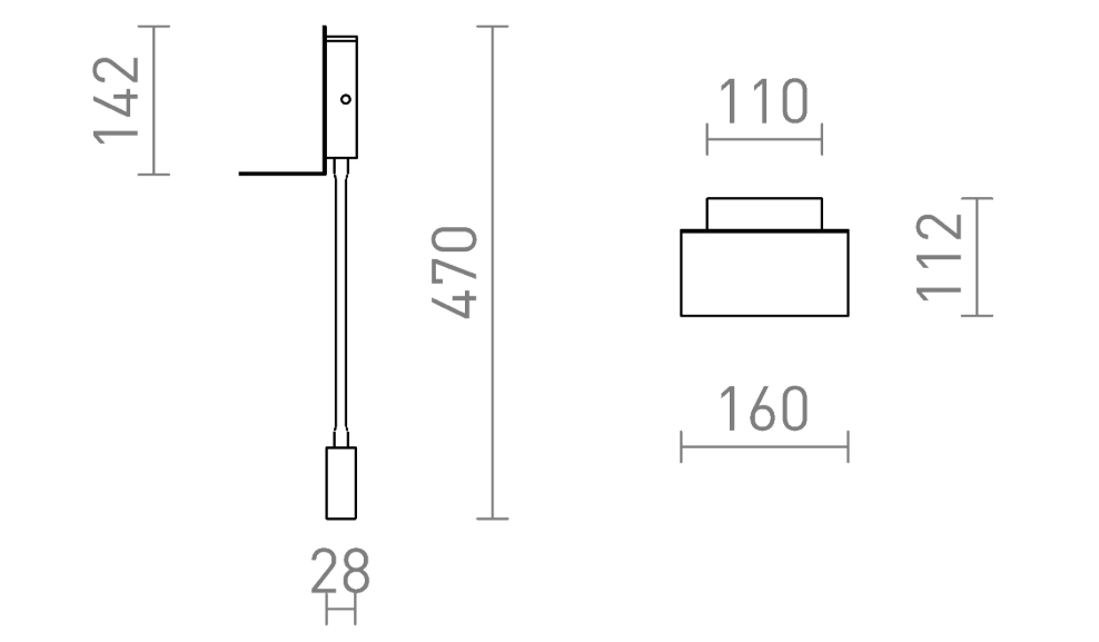 ROSTAM stenska z USB črna 230V LED 2x3W 3000K