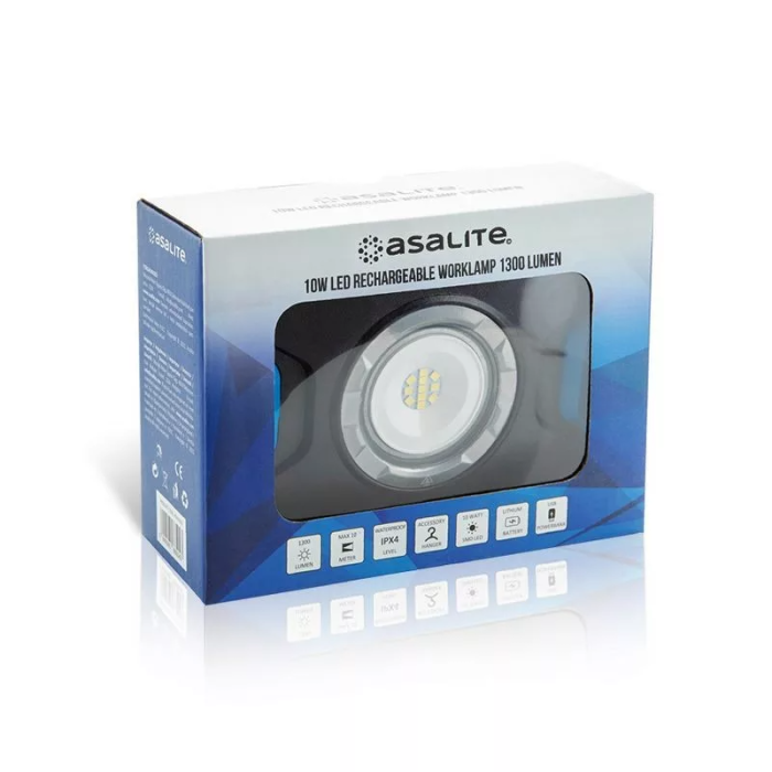ASALITE LED 10W polnilni reflektor 1300Lm + 2x18650 2200mAh baterije - slika 3