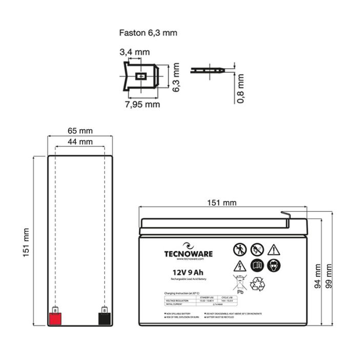Tecnoware baterija/akumulator 12V 9Ah