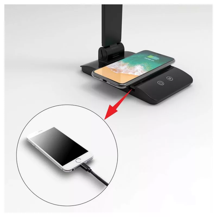 ASALITE namizna LED svetilka z zatemnitvijo 7W 450lm CCT brezžična USB, črna - slika 2