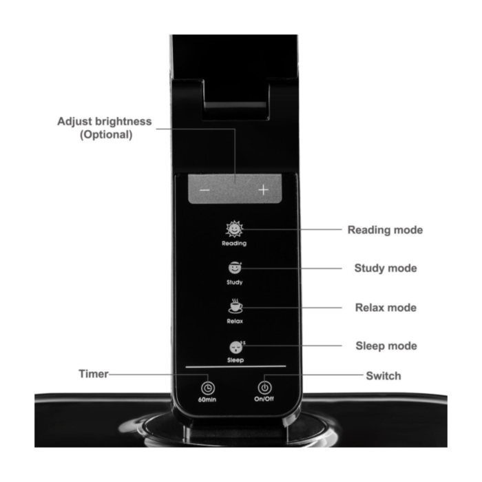TaoTronics Elune touch control LED namizna svetilka piano črna TT-DL01 - slika 3