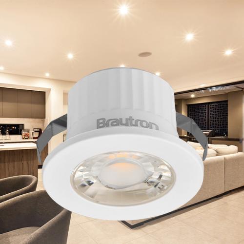 MINISPOT A STROPNA VGRADNA SVETILKA BRAYTRON LED 3W TOPLO BELA IP54 BELA