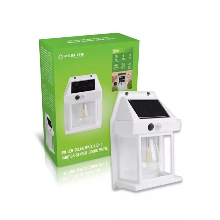 Asalite LED sončna stenska svetilka IP44 3W 3000K (100 lumnov), bela - slika 5