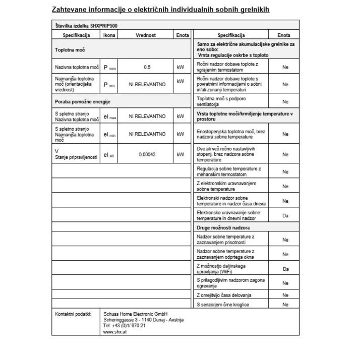 SHX Premium infrardeči ogrevalni panel z WIFI 500W - slika 8