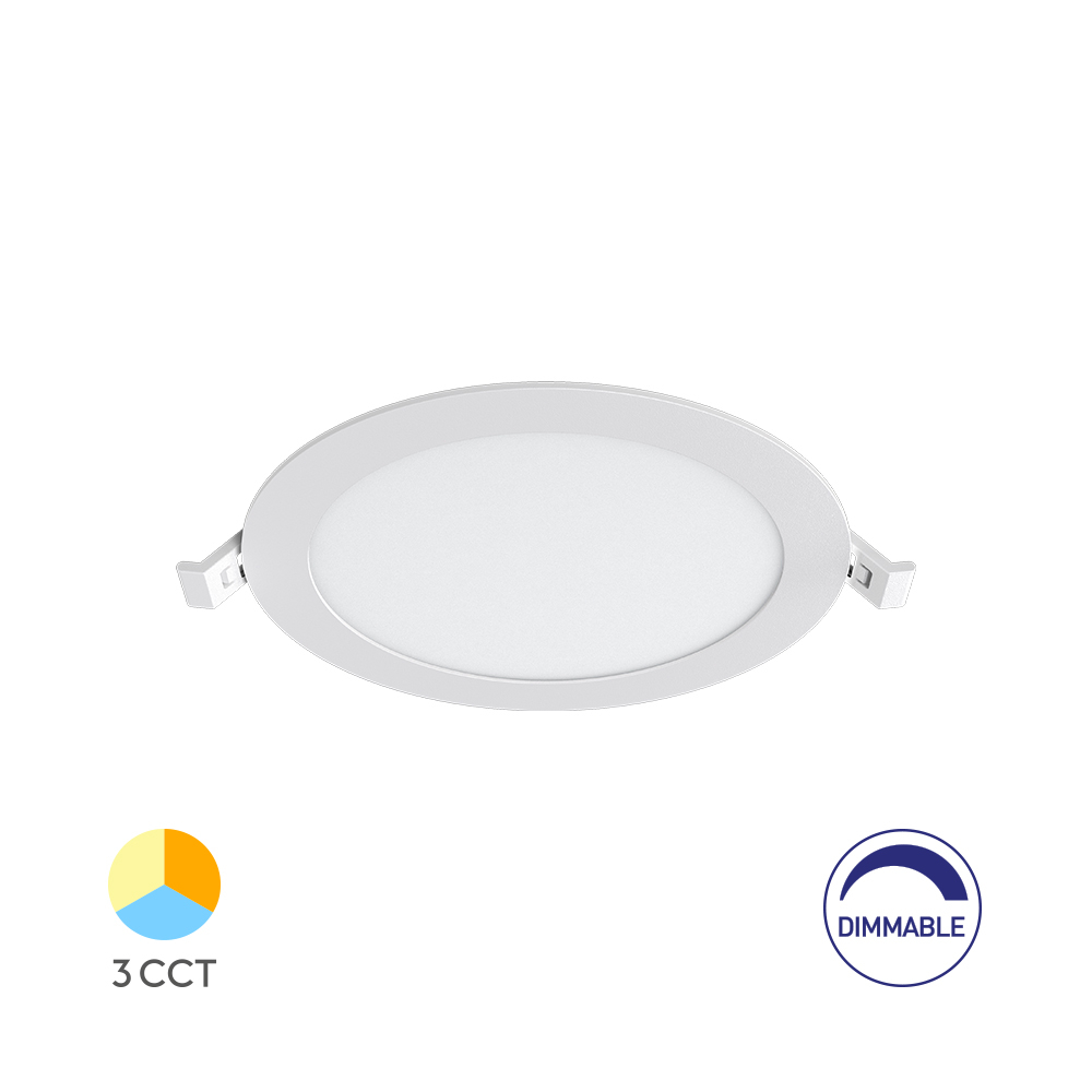 BP01 VGRADNI PANEL LED DIMM 12W CCT OKROGEL BEL
